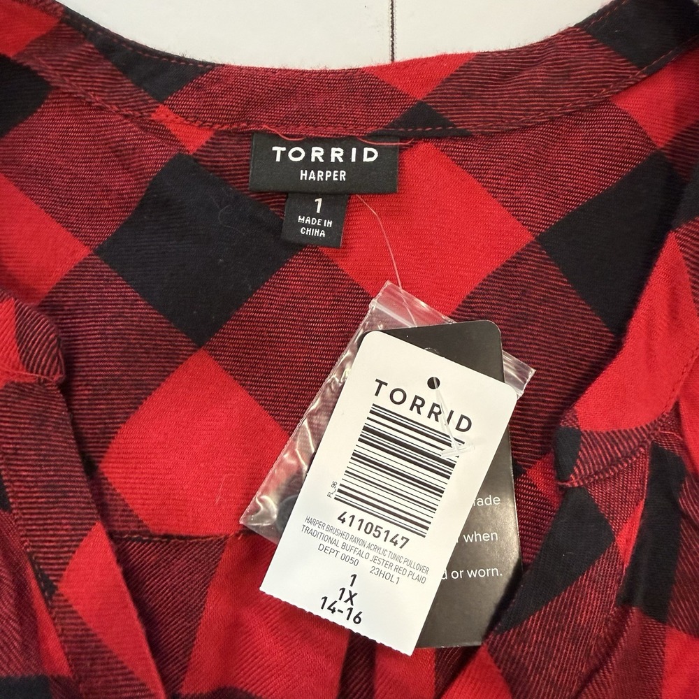 NWT Torrid Harper Buffalo Plaid Soft Flannel Pullover Tunic Shirt Size 1X - Picture 12 of 12